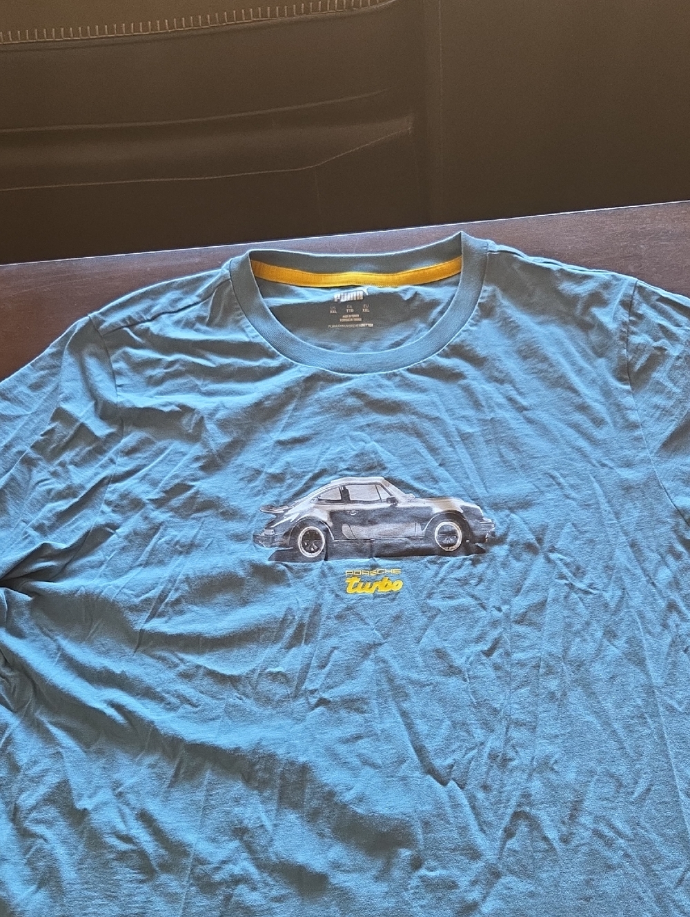 Puma Men's Light Blue Short Sleeve Tee with Car Graphic Puma Porsche Legacy